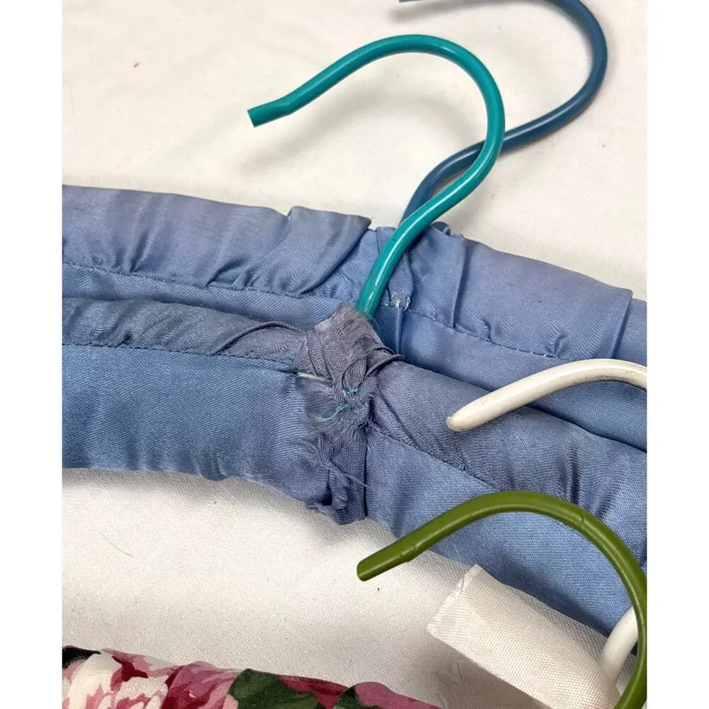 Vintage Set of 9 Fabric Satin and Crochet Yarn Lingerie/Clothing Hangers 1970s